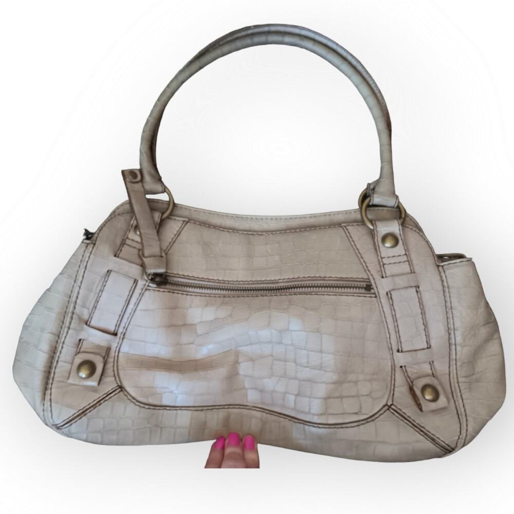 Perlina Handbag shoulder bag top handle bag , crock embossed leather.